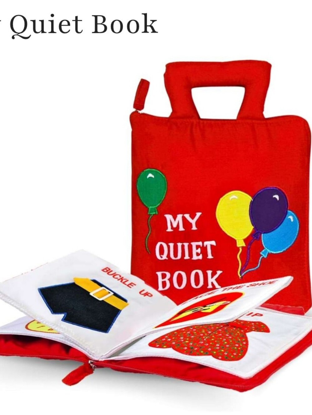 My Quiet Book Soft Fabric Activity Book for Kids - Red. Great Travel / Quiet Toy